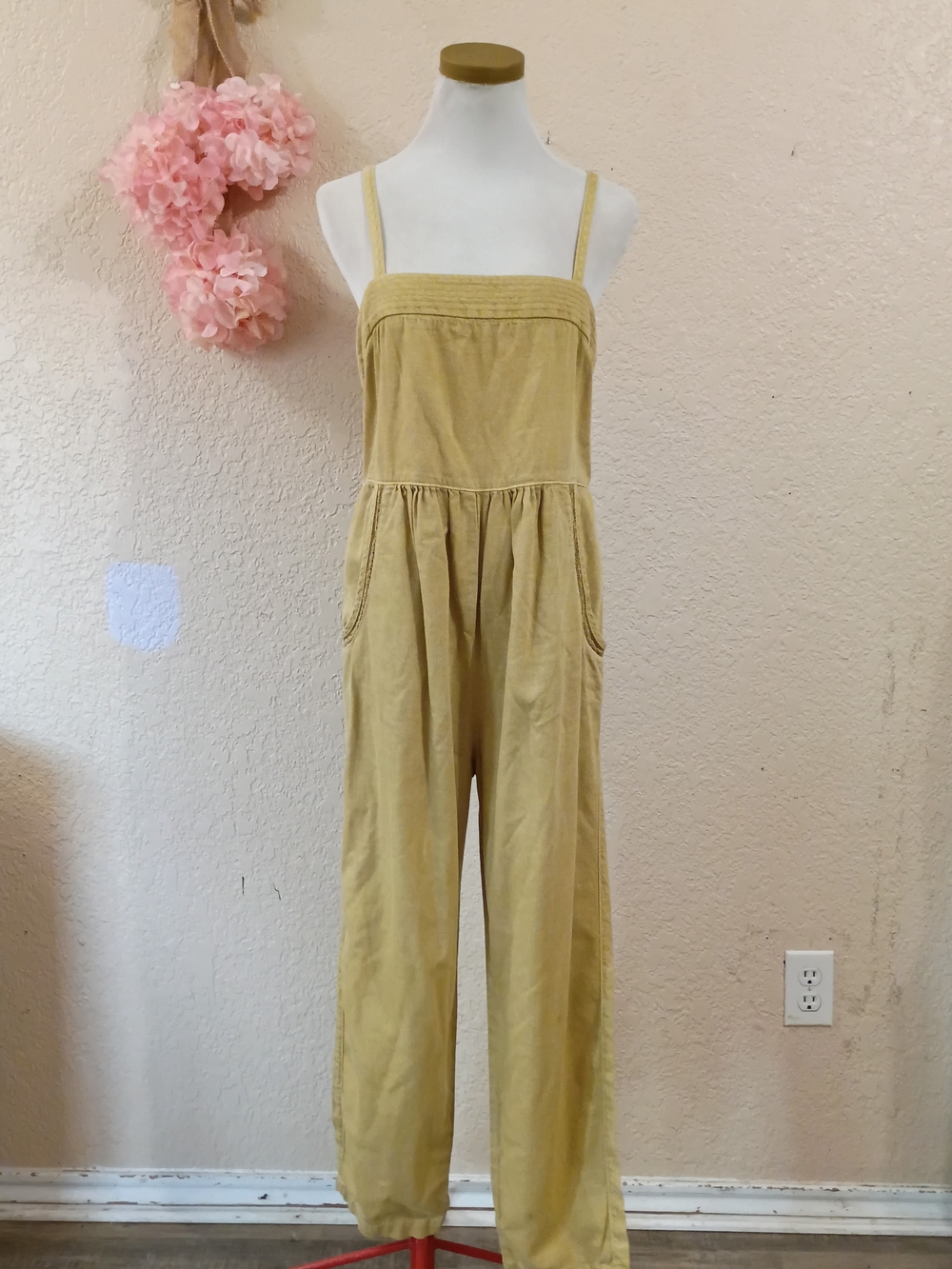 Anthropologie Postmark Mustard Yellow Cotton/Linen Jumpsuit XS